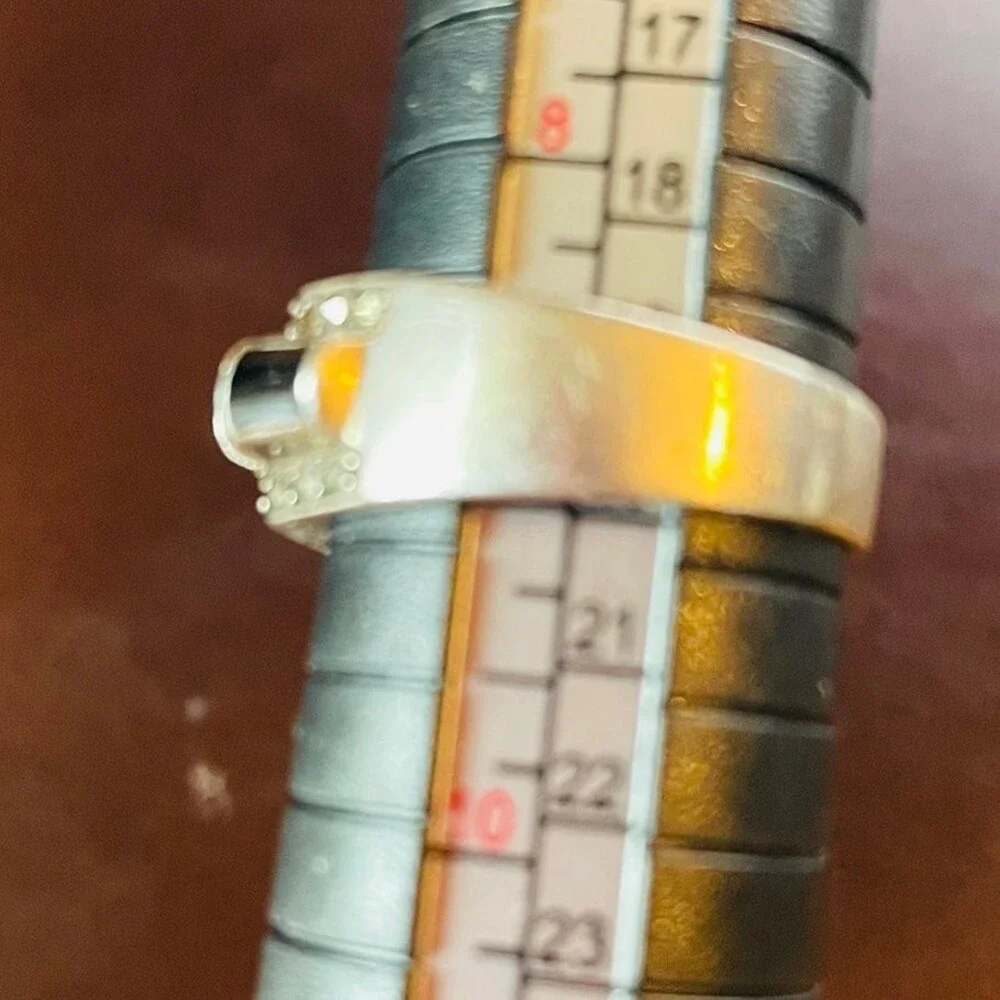Vintage Sterling Silver 925 Band w/ 3 Cylindrical Onyx Stones Size 9